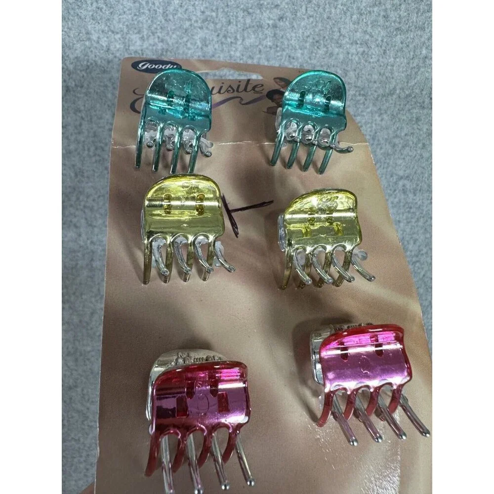 Vintage 1999 Goody Small‎ Claw Hair Clips Exquisite Blue Pink Gold Y2K New